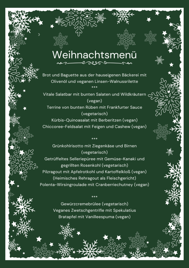 Weihnachtsmenü 2024 Speisekarte